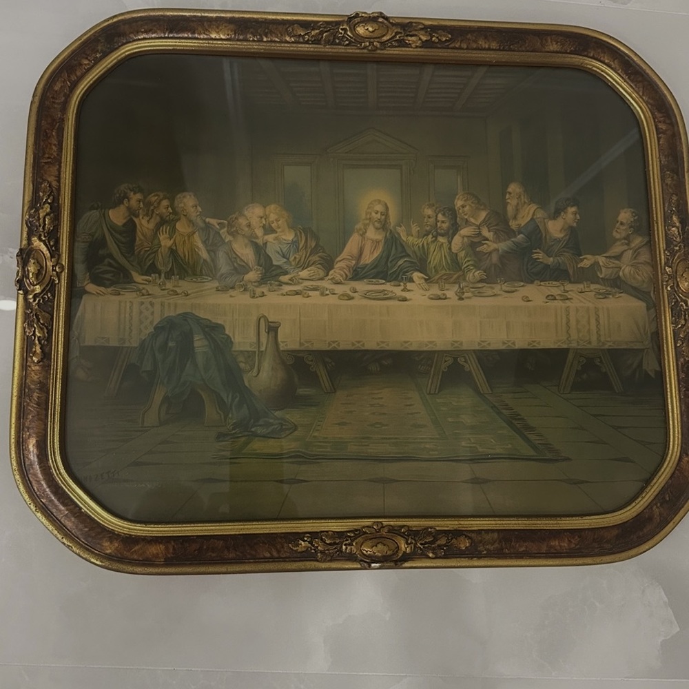 Vintage framed print of Last Supper form 1800